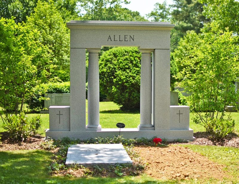 Allen Grand and Classic Family Memorial with Large Flat Ledger