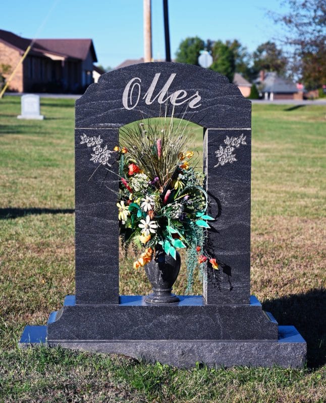 Oller Family Black Memorial with Beautiful Vase