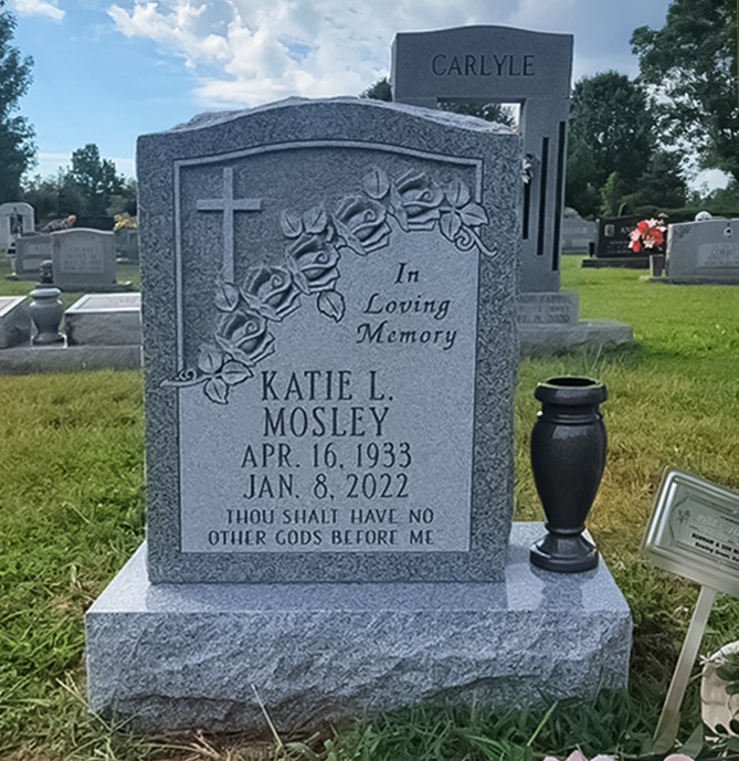 Mosley Individual Headstone with Dark Vase