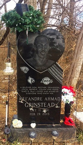 Grinstead Headstone with Sports Basketball Logo Etchings